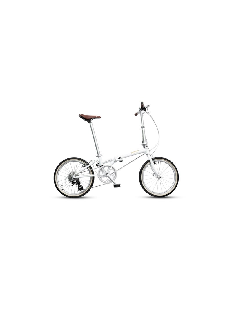 Dahon Boardwalk D8 20" White Folding Bike | 8-Speed Shimano Drivetrain, 4130 Cro-Mo Steel Frame | 20" Wheels, V-Brakes, 12.3kg Weight - Image 1